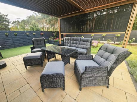 Zestaw mebli technorattanowych z regulowanymi fotelami Laritto Dining - Antracite