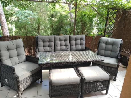 Zestaw mebli technorattanowych z regulowanymi fotelami Laritto Dining - Antracite