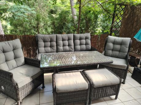 Zestaw mebli technorattanowych z regulowanymi fotelami Laritto Dining - Antracite