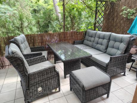 Zestaw mebli technorattanowych z regulowanymi fotelami Laritto Dining - Antracite