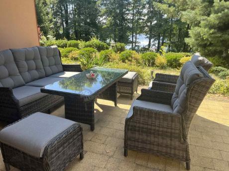 Zestaw mebli technorattanowych z regulowanymi fotelami Laritto Dining - Antracite