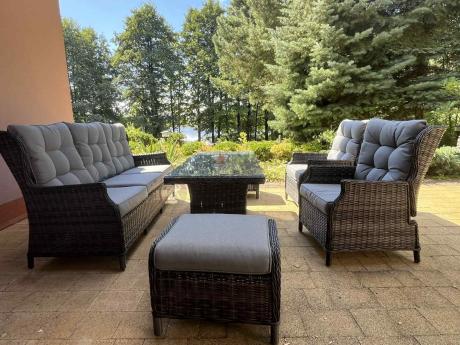 Zestaw mebli technorattanowych z regulowanymi fotelami Laritto Dining - Antracite