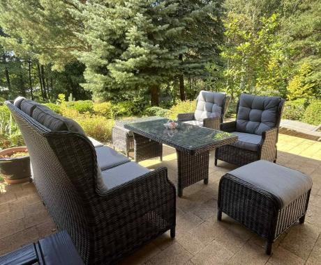 Zestaw mebli technorattanowych z regulowanymi fotelami Laritto Dining - Antracite