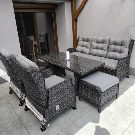 Zestaw mebli technorattanowych z regulowanymi fotelami Laritto Dining - Antracite