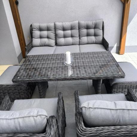 Zestaw mebli technorattanowych z regulowanymi fotelami Laritto Dining - Antracite