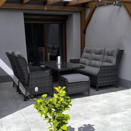 Zestaw mebli technorattanowych z regulowanymi fotelami Laritto Dining - Antracite
