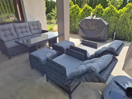 Zestaw mebli technorattanowych z regulowanymi fotelami Laritto Dining - Antracite