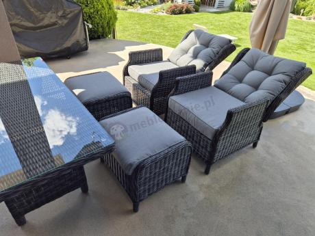 Zestaw mebli technorattanowych z regulowanymi fotelami Laritto Dining - Antracite