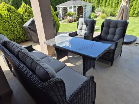 Zestaw mebli technorattanowych z regulowanymi fotelami Laritto Dining - Antracite