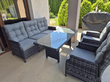 Zestaw mebli technorattanowych z regulowanymi fotelami Laritto Dining - Antracite