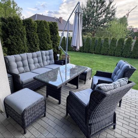 Zestaw mebli technorattanowych z regulowanymi fotelami Laritto Dining - Antracite