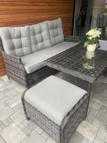 Zestaw mebli technorattanowych z regulowanymi fotelami Laritto Dining - Antracite