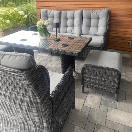 Zestaw mebli technorattanowych z regulowanymi fotelami Laritto Dining - Antracite