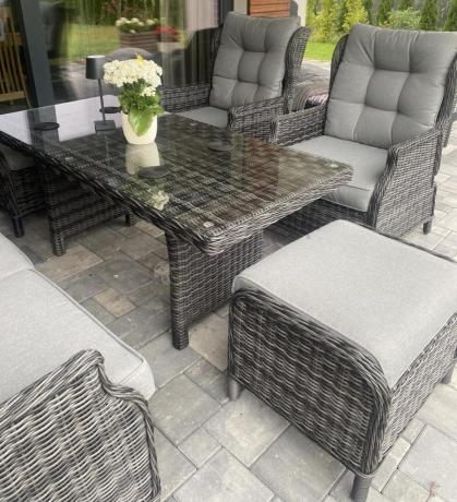 Zestaw mebli technorattanowych z regulowanymi fotelami Laritto Dining - Antracite