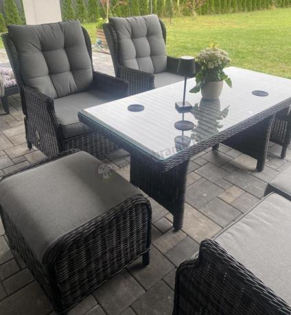 Zestaw mebli technorattanowych z regulowanymi fotelami Laritto Dining - Antracite