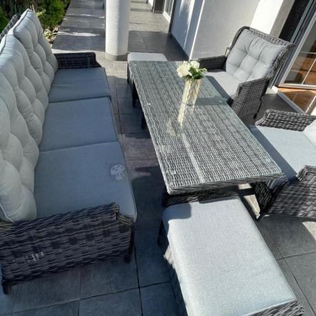 Zestaw mebli technorattanowych z regulowanymi fotelami Laritto Dining - Antracite