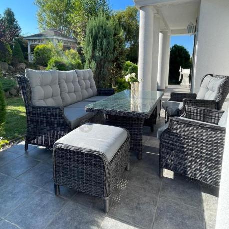 Zestaw mebli technorattanowych z regulowanymi fotelami Laritto Dining - Antracite