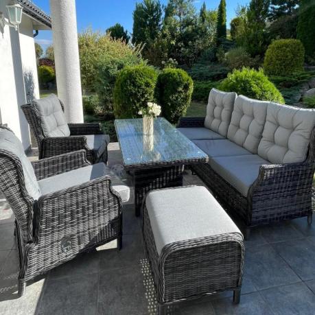 Zestaw mebli technorattanowych z regulowanymi fotelami Laritto Dining - Antracite