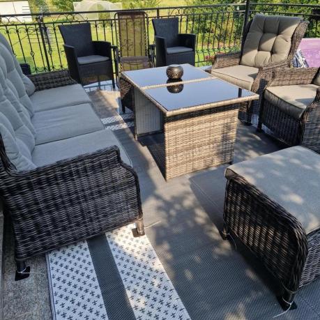 Zestaw mebli technorattanowych z regulowanymi fotelami Laritto Dining - Antracite