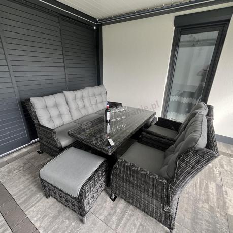 Zestaw mebli technorattanowych z regulowanymi fotelami Laritto Dining - Antracite