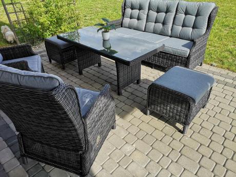 Zestaw mebli technorattanowych z regulowanymi fotelami Laritto Dining - Antracite