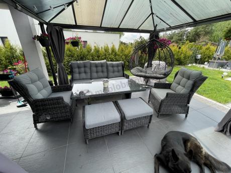 Zestaw mebli technorattanowych z regulowanymi fotelami Laritto Dining - Antracite