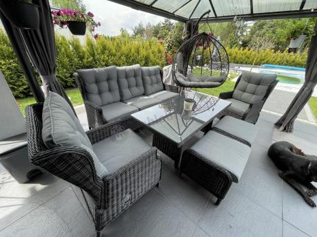 Zestaw mebli technorattanowych z regulowanymi fotelami Laritto Dining - Antracite