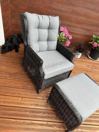 Zestaw mebli technorattanowych z regulowanymi fotelami Laritto Dining - Antracite