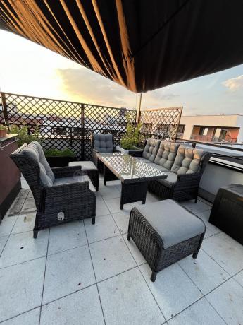 Zestaw mebli technorattanowych z regulowanymi fotelami Laritto Dining - Antracite