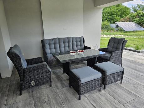 Zestaw mebli technorattanowych z regulowanymi fotelami Laritto Dining - Antracite