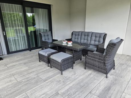 Zestaw mebli technorattanowych z regulowanymi fotelami Laritto Dining - Antracite