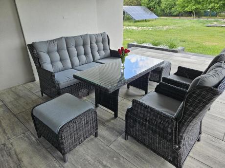 Zestaw mebli technorattanowych z regulowanymi fotelami Laritto Dining - Antracite