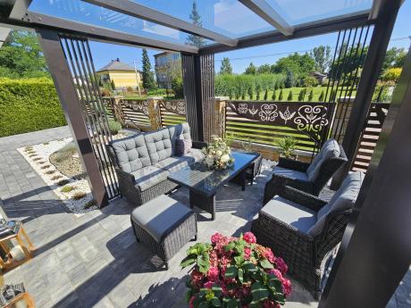 Zestaw mebli technorattanowych z regulowanymi fotelami Laritto Dining - Antracite