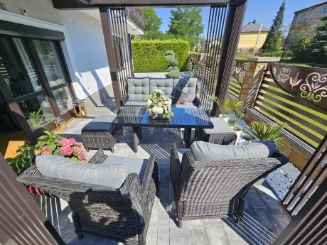 Zestaw mebli technorattanowych z regulowanymi fotelami Laritto Dining - Antracite