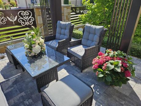 Zestaw mebli technorattanowych z regulowanymi fotelami Laritto Dining - Antracite