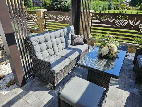 Zestaw mebli technorattanowych z regulowanymi fotelami Laritto Dining - Antracite