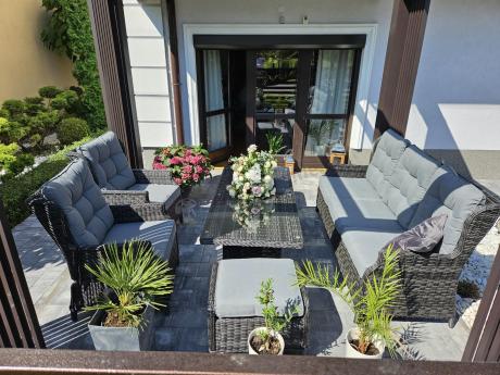 Zestaw mebli technorattanowych z regulowanymi fotelami Laritto Dining - Antracite