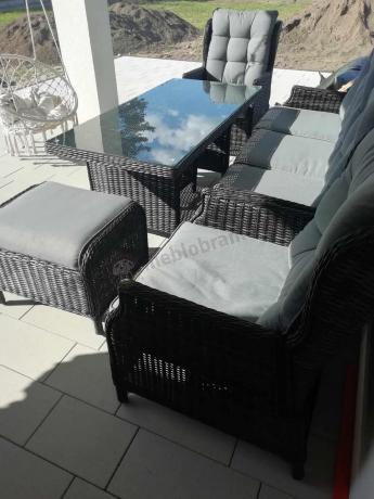 Zestaw mebli technorattanowych z regulowanymi fotelami Laritto Dining - Antracite