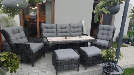 Zestaw mebli technorattanowych z regulowanymi fotelami Laritto Dining - Antracite