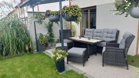 Zestaw mebli technorattanowych z regulowanymi fotelami Laritto Dining - Antracite