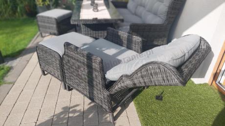 Zestaw mebli technorattanowych z regulowanymi fotelami Laritto Dining - Antracite