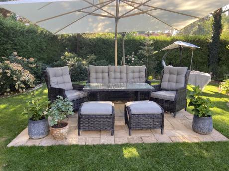 Zestaw mebli technorattanowych z regulowanymi fotelami Laritto Dining - Antracite