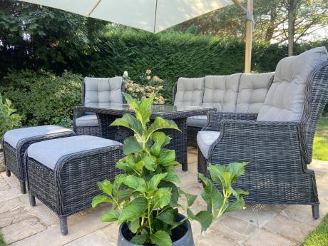 Zestaw mebli technorattanowych z regulowanymi fotelami Laritto Dining - Antracite