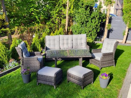 Zestaw mebli technorattanowych z regulowanymi fotelami Laritto Dining - Antracite