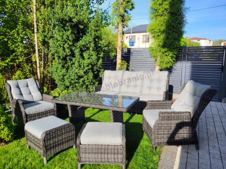 Zestaw mebli technorattanowych z regulowanymi fotelami Laritto Dining - Antracite