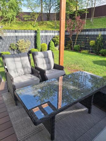 Zestaw mebli technorattanowych z regulowanymi fotelami Laritto Dining - Antracite