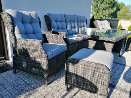 Zestaw mebli technorattanowych z regulowanymi fotelami Laritto Dining - Antracite