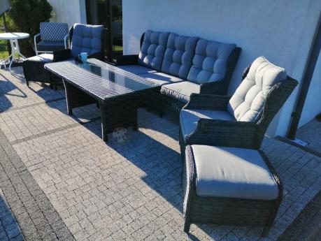 Zestaw mebli technorattanowych z regulowanymi fotelami Laritto Dining - Antracite