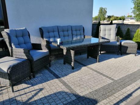 Zestaw mebli technorattanowych z regulowanymi fotelami Laritto Dining - Antracite