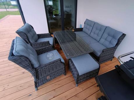 Zestaw mebli technorattanowych z regulowanymi fotelami Laritto Dining - Antracite